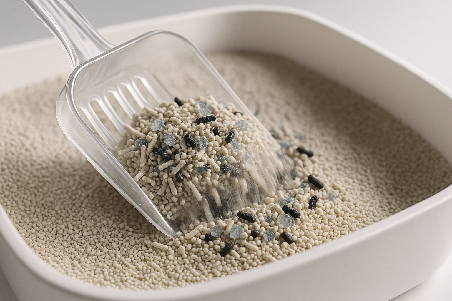 Macro shot of Sprinkl mixing with litter