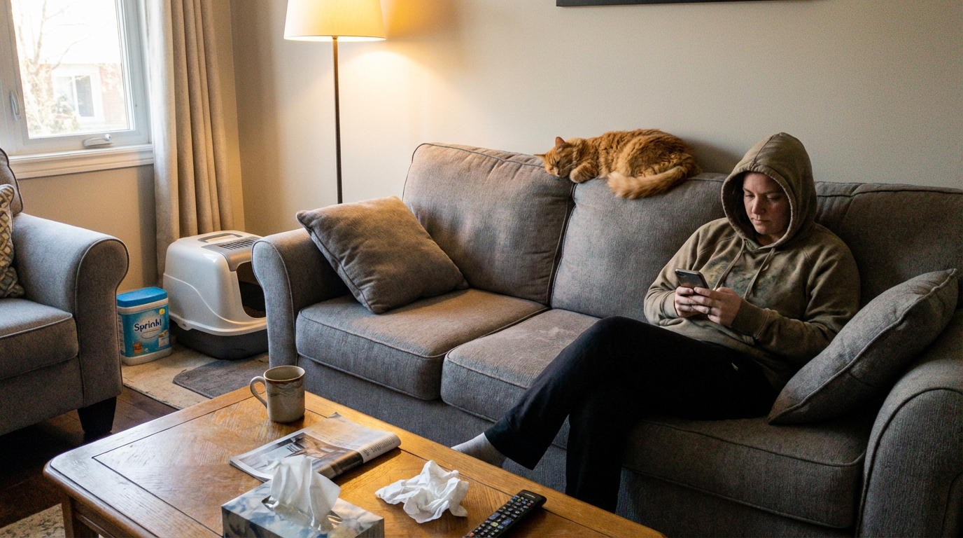 Mark relaxing at home